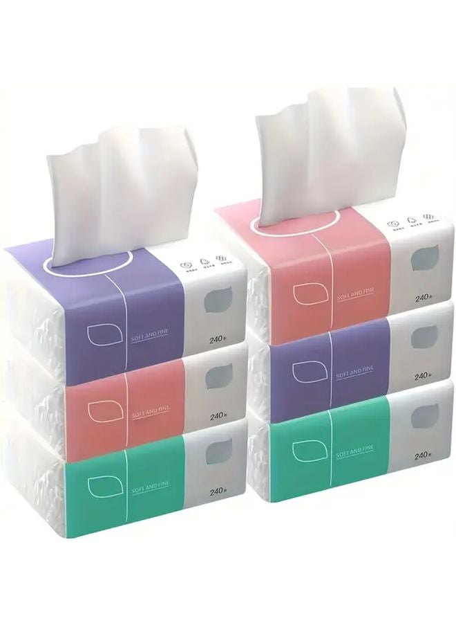 6pcs Random Color Soft Tissue Paper 4 Ply Ultra Soft Portable For Home Travel - Image 2